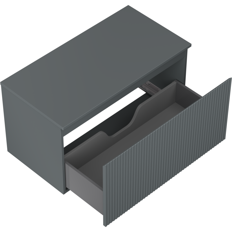 Mexen Rivel шкаф за баня под мивка 90 см с плот, 1 чекмедже, рифлена, мат графит - 91A20-09047-1-BFC66