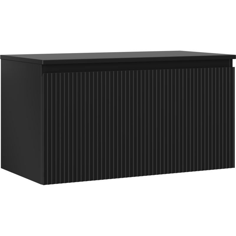 Mexen Rivel баня шкаф под умивалник 90 см с плот, 1 чекмедже, набръчкано, черно матово - 91A20-09047-1-BFC71