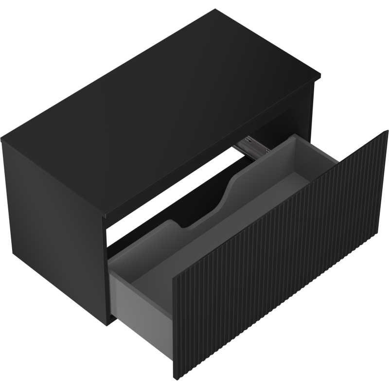 Mexen Rivel баня шкаф под умивалник 90 см с плот, 1 чекмедже, набръчкано, черно матово - 91A20-09047-1-BFC71