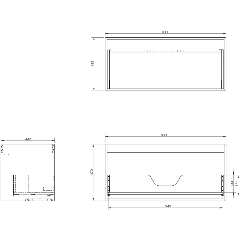 Mexen Rivel баня шкаф под умивалник 100 cm с плот, 1 чекмедже, нарезан, бял мат - 91A20-10047-1-BFC01