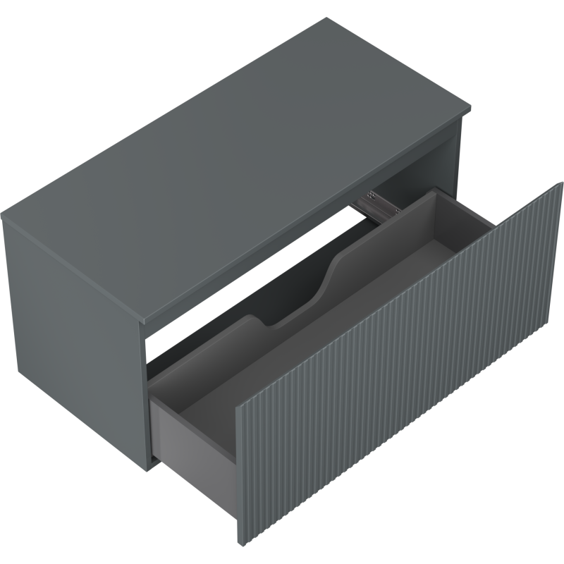 Mexen Rivel шкаф за баня под мивка 100 см с плот, 1 чекмедже, оребрен, мат графит - 91A20-10047-1-BFC66