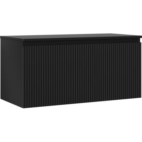 Mexen Rivel шкаф за мивка за баня 100 см с плот, 1 чекмедже, рифелован, черен