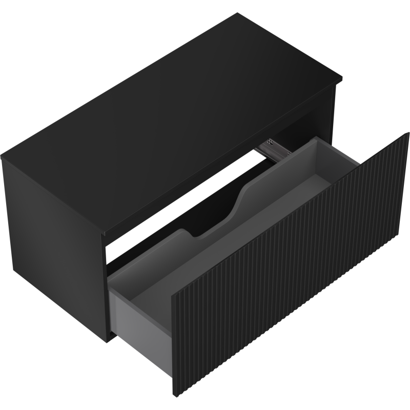 Mexen Rivel шкаф за мивка за баня 100 см с плот, 1 чекмедже, рифелован, черен