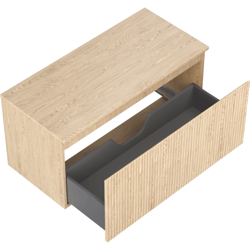 Mexen Rivel баня шкаф под умивалник 100 см с плот, 1 чекмедже, оребрен, дъб - 91A20-10047-1-BFC81