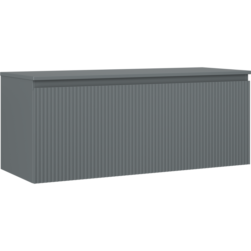 Mexen Rivel шкаф за баня под умивалник 120 см с плот, 1 чекмедже, оребрен, мат графит - 91A20-12047-1-BFC66