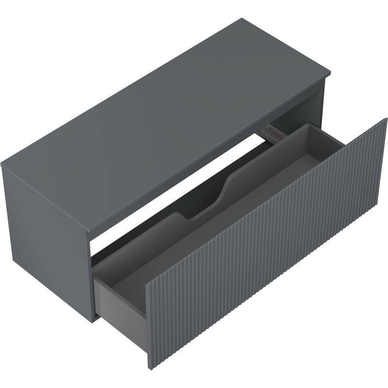 Mexen Rivel шкаф за баня под умивалник 120 см с плот, 1 чекмедже, оребрен, мат графит - 91A20-12047-1-BFC66