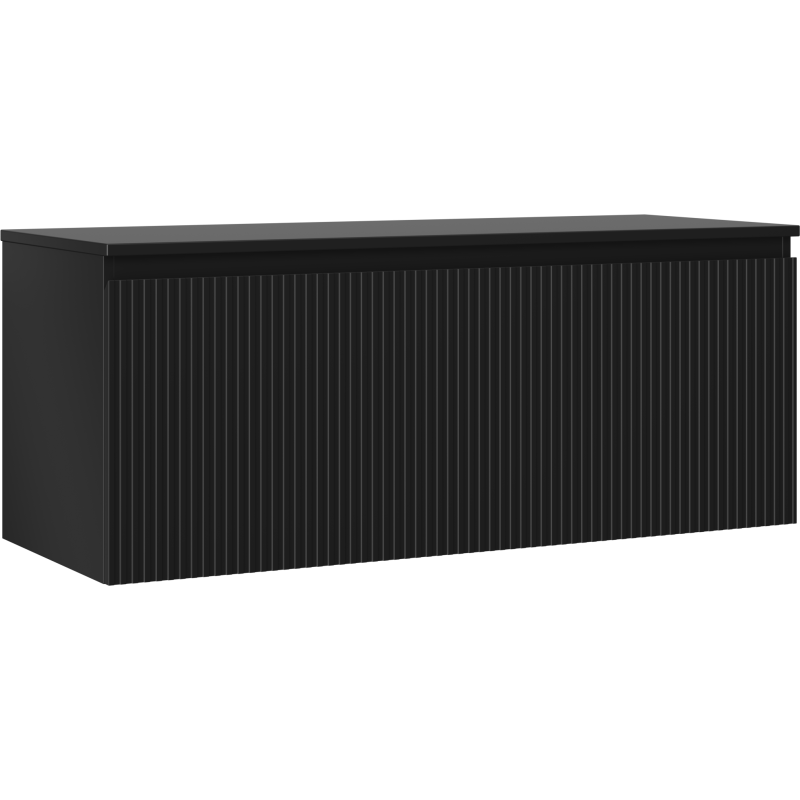 Mexen Rivel шкаф за баня под мивка 120 см с плот, 1 чекмедже, релефен, черен мат - 91A20-12047-1-BFC71