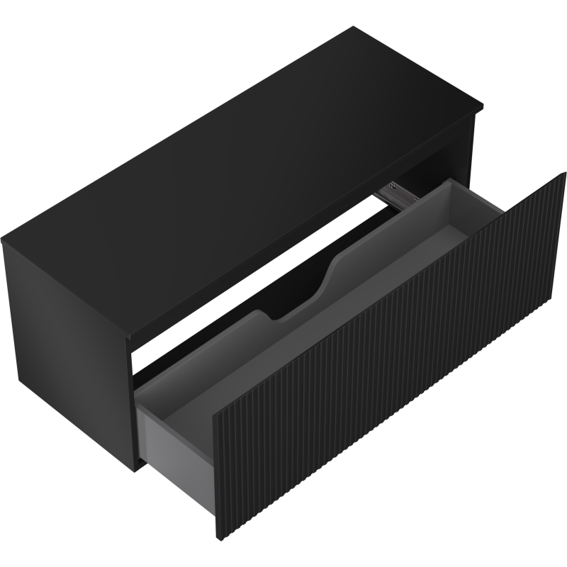 Mexen Rivel шкаф за баня под мивка 120 см с плот, 1 чекмедже, релефен, черен мат - 91A20-12047-1-BFC71