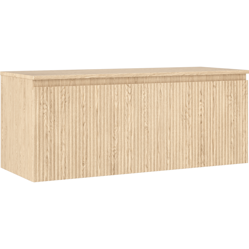 Mexen Rivel шкаф за баня под мивка 120 см с плот, 1 чекмедже, оребрен, дъб