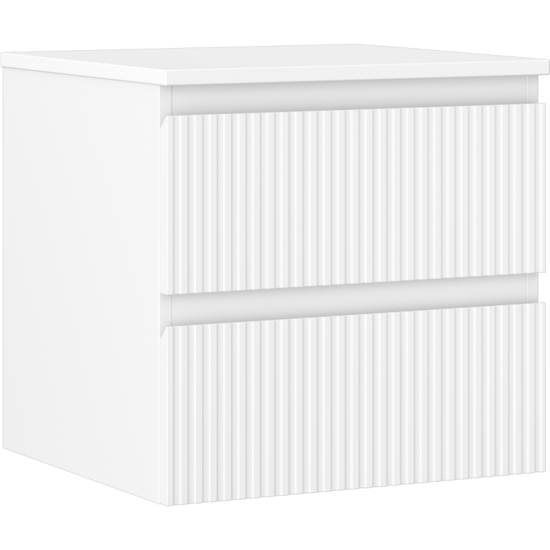 Mexen Rivel шкаф за баня 50 см с плот, 2 чекмеджета, рифован, бял мат - 91A20-05047-2-BFFC01