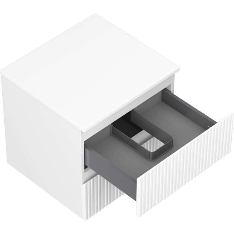 Mexen Rivel шкаф за баня 50 см с плот, 2 чекмеджета, рифован, бял мат - 91A20-05047-2-BFFC01