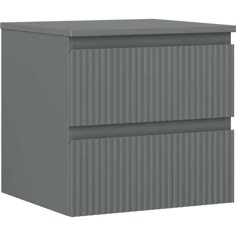 Mexen Rivel шкаф за баня за мивка 50 см с плот, 2 чекмеджета, гофрирана, матов графит - 91A20-05047-2-BFFC66