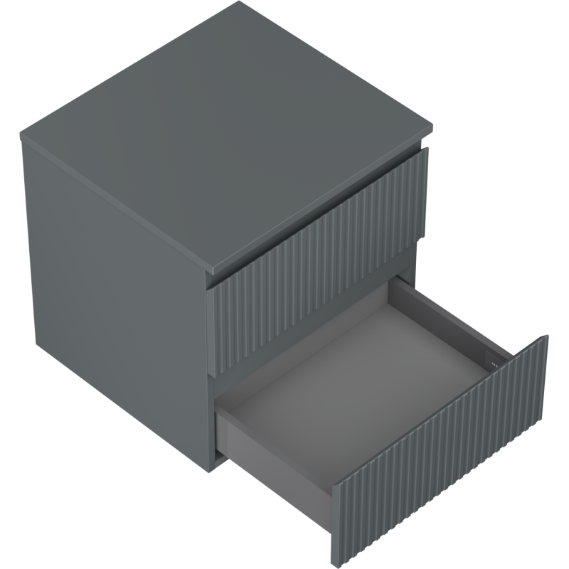 Mexen Rivel шкаф за баня за мивка 50 см с плот, 2 чекмеджета, гофрирана, матов графит - 91A20-05047-2-BFFC66