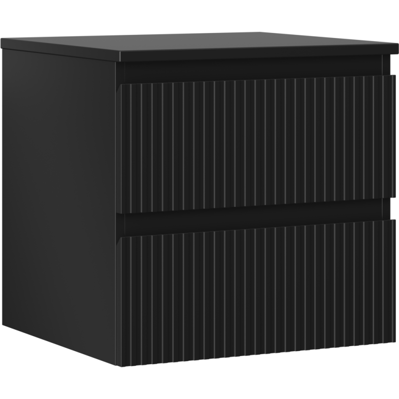 Mexen Rivel шкаф за баня с плот, 50 см, 2 чекмеджета, с релефна повърхност, черен мат - 91A20-05047-2-BFFC71