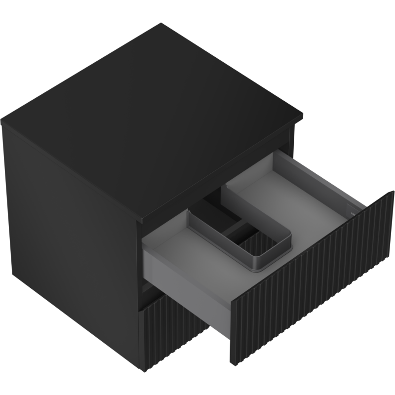 Mexen Rivel шкаф за баня с плот, 50 см, 2 чекмеджета, с релефна повърхност, черен мат - 91A20-05047-2-BFFC71