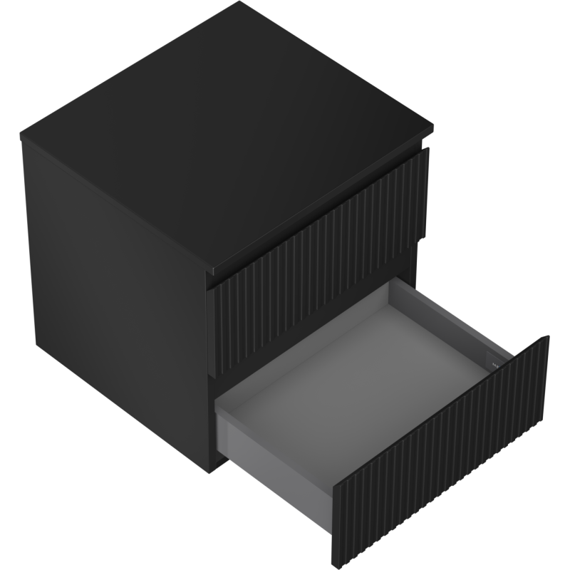 Mexen Rivel шкаф за баня с плот, 50 см, 2 чекмеджета, с релефна повърхност, черен мат - 91A20-05047-2-BFFC71