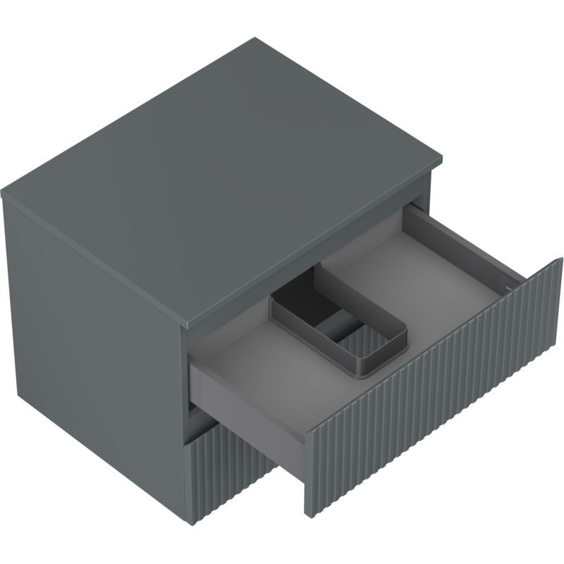 Mexen Rivel шкаф за баня под мивка 60 см с плот, 2 чекмеджета, оребрен, графит мат - 91A20-06047-2-BFFC66