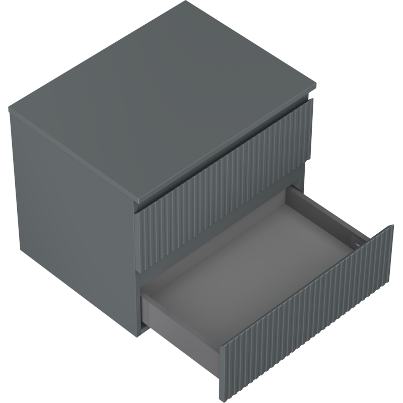 Mexen Rivel шкаф за баня под мивка 60 см с плот, 2 чекмеджета, оребрен, графит мат - 91A20-06047-2-BFFC66