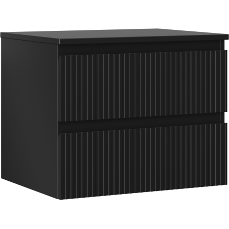 Mexen Rivel шкаф за баня под мивка 60 см с плот, 2 чекмеджета, оребрена, черен мат - 91A20-06047-2-BFFC71