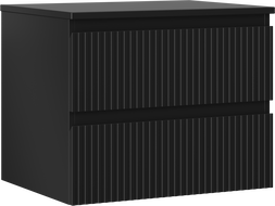 Mexen Rivel шкаф за баня под мивка 60 см с плот, 2 чекмеджета, оребрена, черен мат - 91A20-06047-2-BFFC71