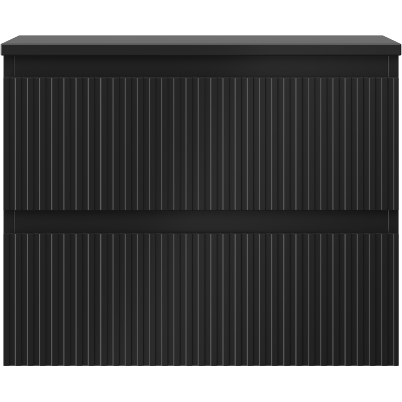 Mexen Rivel шкаф за баня под мивка 60 см с плот, 2 чекмеджета, оребрена, черен мат - 91A20-06047-2-BFFC71