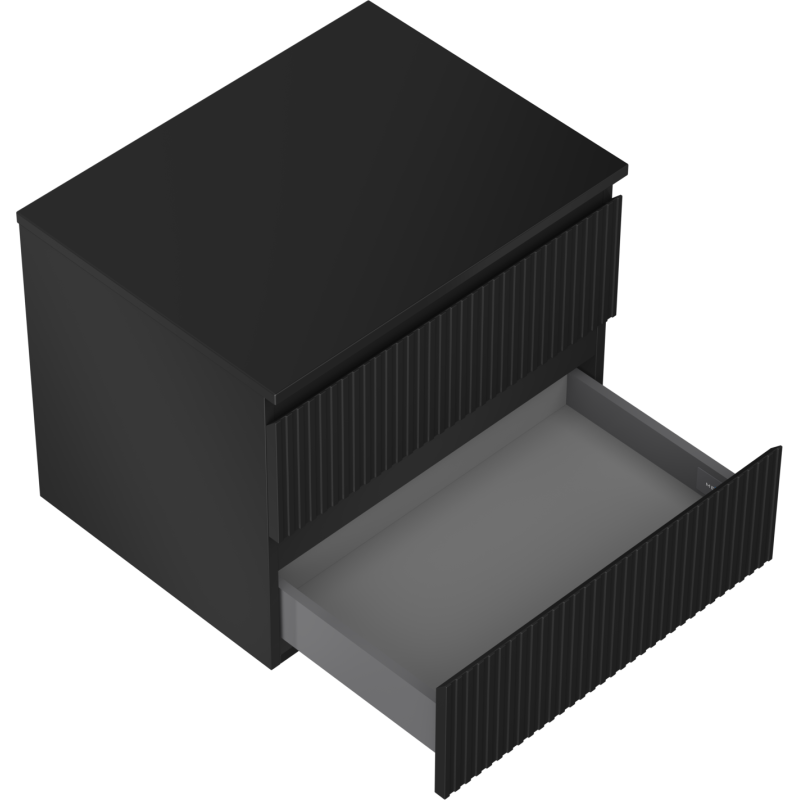 Mexen Rivel шкаф за баня под мивка 60 см с плот, 2 чекмеджета, оребрена, черен мат - 91A20-06047-2-BFFC71