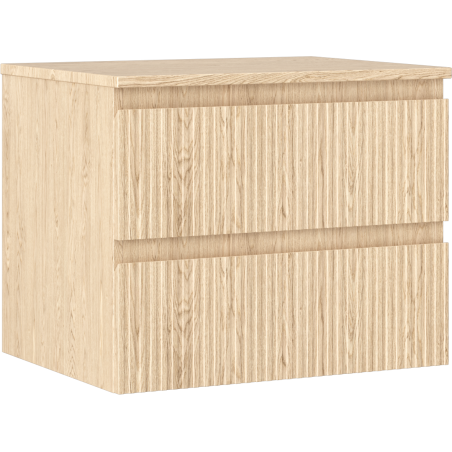 Mexen Rivel шкаф за баня под мивка 60 cm с плот, 2 чекмеджета, рифеловано, дъб - 91A20-06047-2-BFFC81