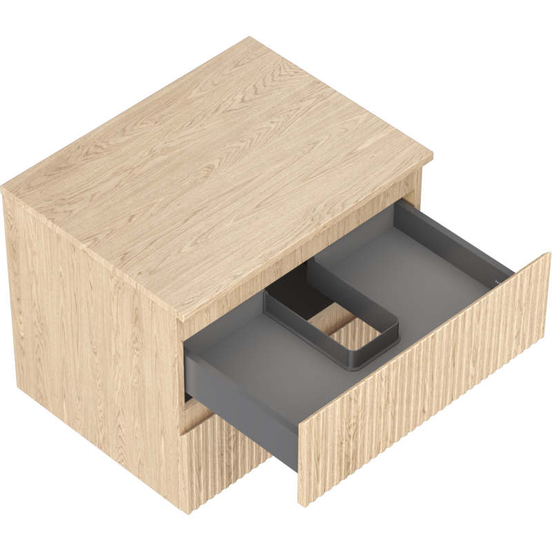 Mexen Rivel шкаф за баня под мивка 60 cm с плот, 2 чекмеджета, рифеловано, дъб - 91A20-06047-2-BFFC81