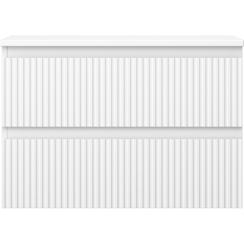 Mexen Rivel шкаф за баня под мивка 70 см с плот, 2 чекмеджета, набразден, бял