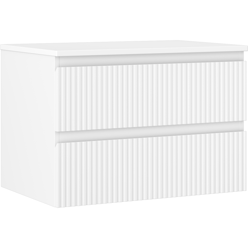 Mexen Rivel шкаф за баня под мивка 70 см с плот, 2 чекмеджета, набразден, бял