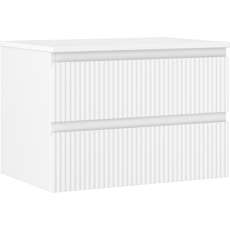 Mexen Rivel шкаф за баня под мивка 70 см с плот, 2 чекмеджета, набразден, бял