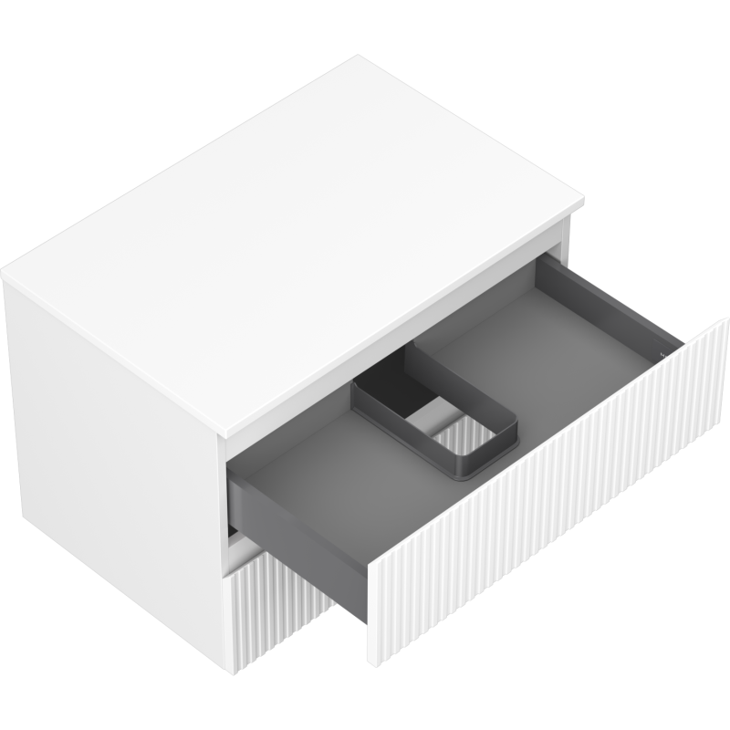 Mexen Rivel шкаф за баня под мивка 70 см с плот, 2 чекмеджета, набразден, бял