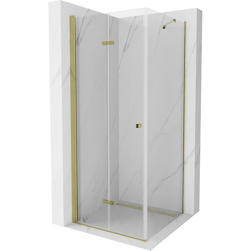 Mexen Lima сгъваема душ кабина 80 x 80 см, прозрачна, златна - 856-080-080-50-00