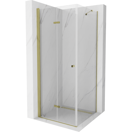 Mexen Lima сгъваема душ кабина 80 x 80 см, прозрачна, златна - 856-080-080-50-00