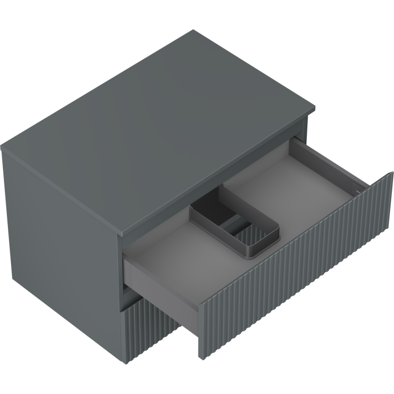Mexen Rivel шкаф за баня под мивка 70 см с плот, 2 чекмеджета, релефен, графит мат - 91A20-07047-2-BFFC66