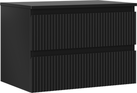 Mexen Rivel шкаф за баня под мивка 70 см с плот, 2 чекмеджета, набраздена, черна мат - 91A20-07047-2-BFFC71