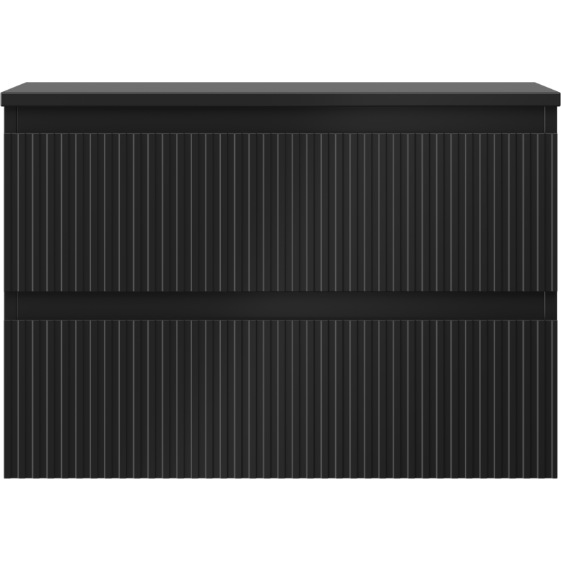 Mexen Rivel шкаф за баня под мивка 70 см с плот, 2 чекмеджета, набраздена, черна мат - 91A20-07047-2-BFFC71