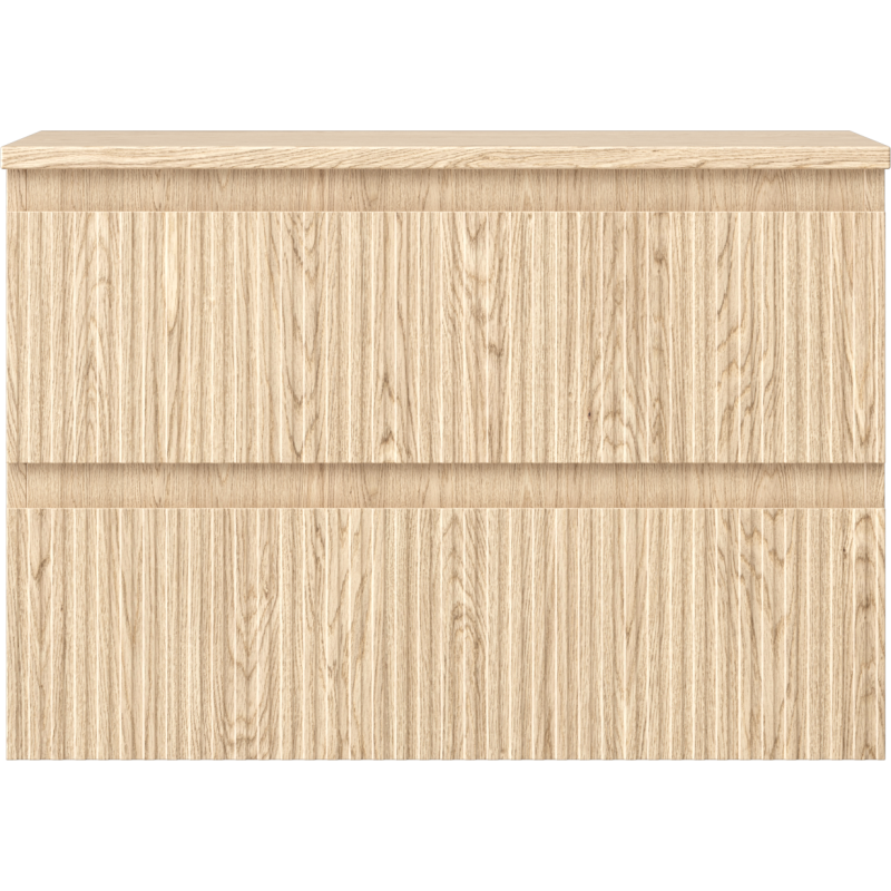 Mexen Rivel шкаф за баня под мивка, 70 см с плот, 2 чекмеджета, оребрена, дъб