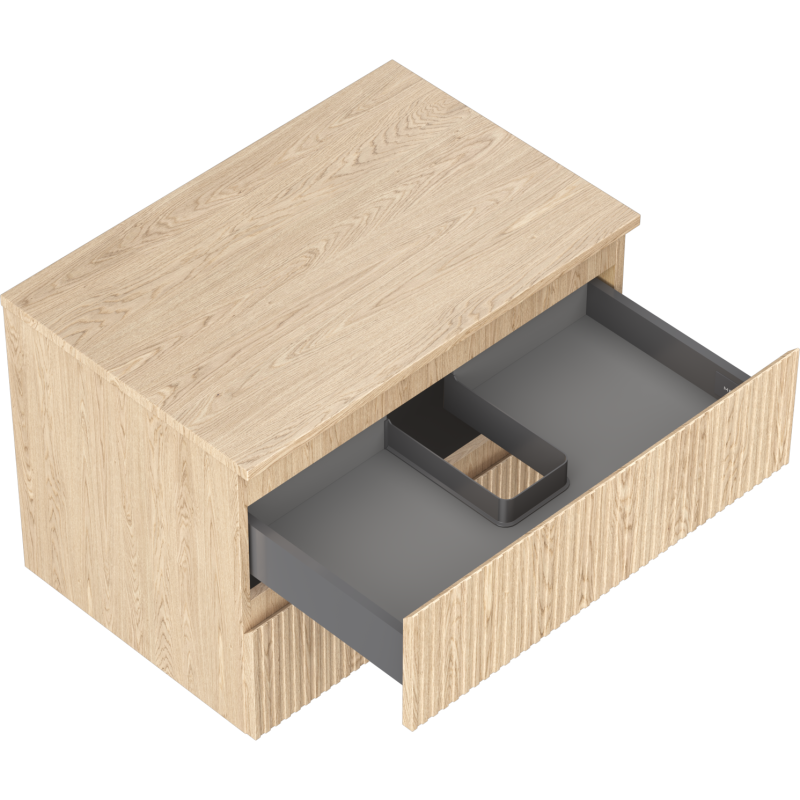 Mexen Rivel шкаф за баня под мивка, 70 см с плот, 2 чекмеджета, оребрена, дъб