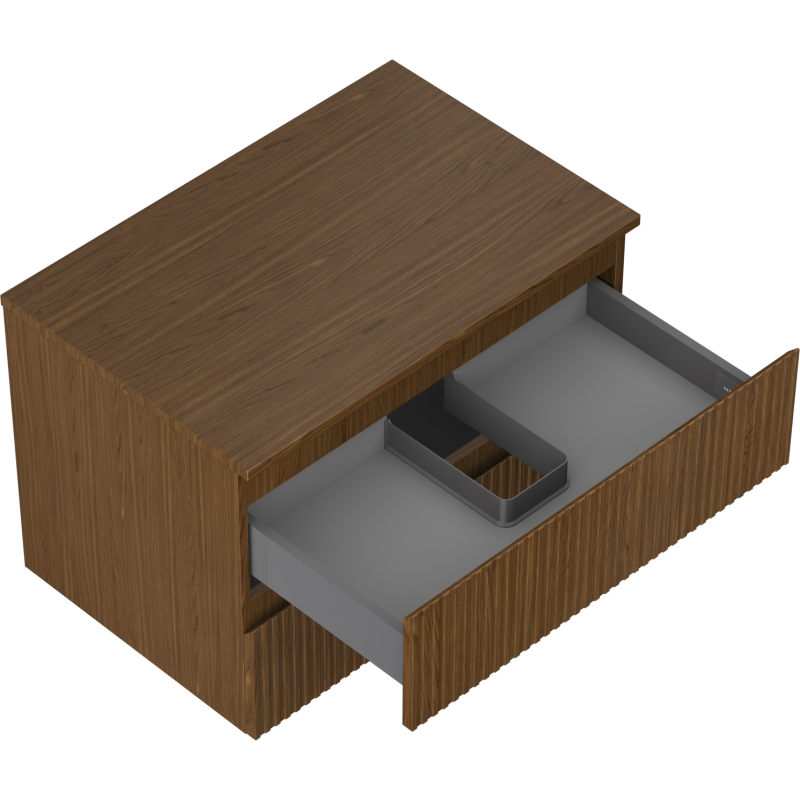 Mexen Rivel баня шкаф за умивалник 70 см с плот, 2 чекмеджета, рифел, орех - 91A20-07047-2-BFFC86