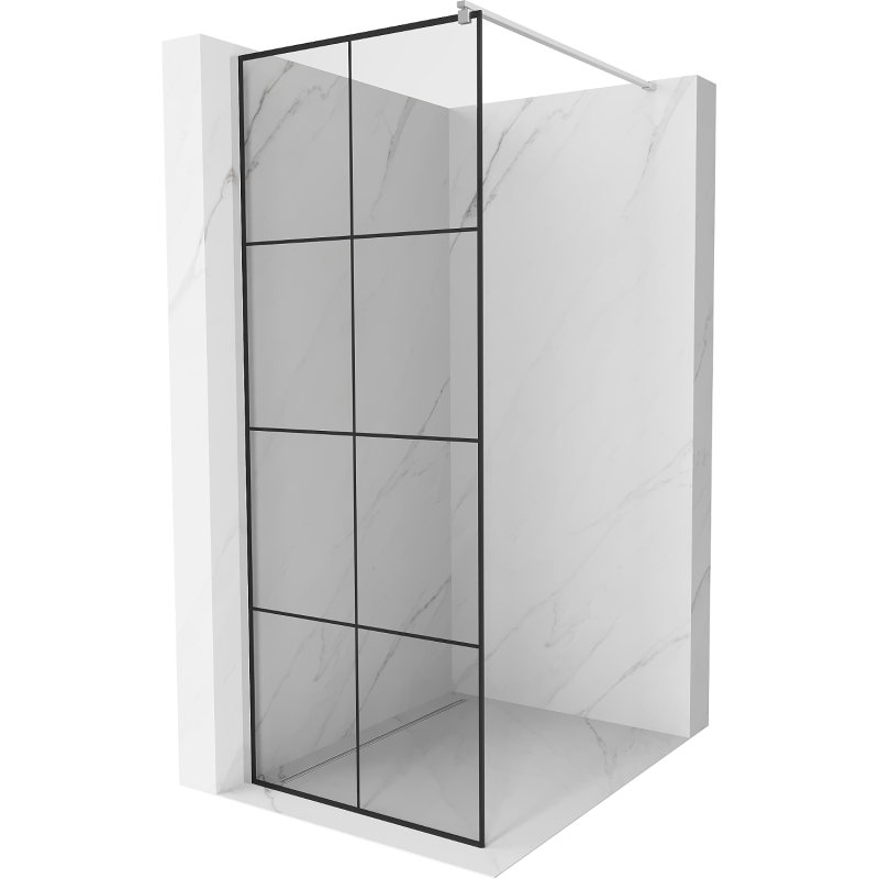 Mexen Kioto душ панел Walk-in 70 x 200 см, черна решетка 8 мм, хром - 800-070-101-01-77