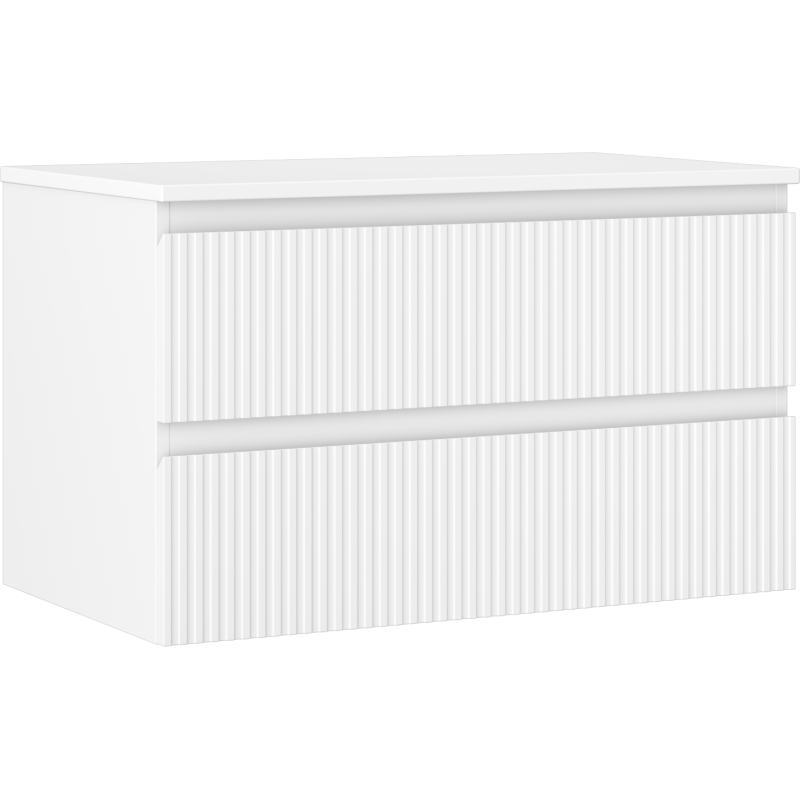 Mexen Rivel шкаф баня под мивка 80 см с плот, 2 чекмеджета, оребрен, бял мат - 91A20-08047-2-BFFC01