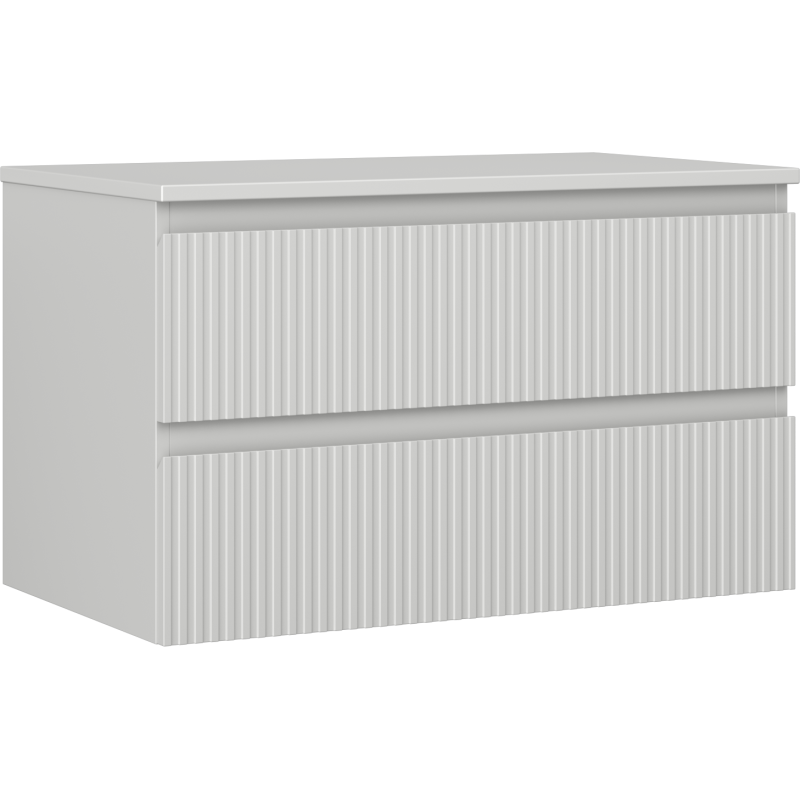 Mexen Rivel шкаф за баня под умивалник 80 см с плот, 2 чекмеджета, с гравирани линии, сив мат - 91A20-08047-2-BFFC62