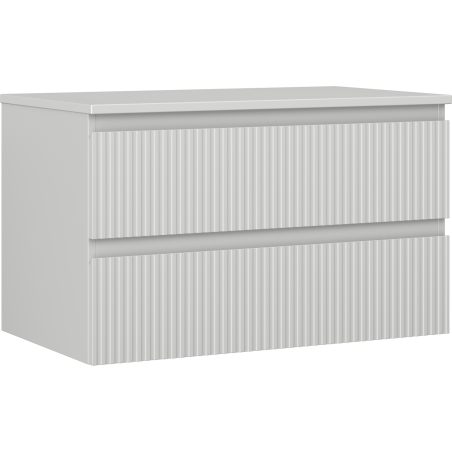 Mexen Rivel шкаф за баня под умивалник 80 см с плот, 2 чекмеджета, с гравирани линии, сив мат - 91A20-08047-2-BFFC62