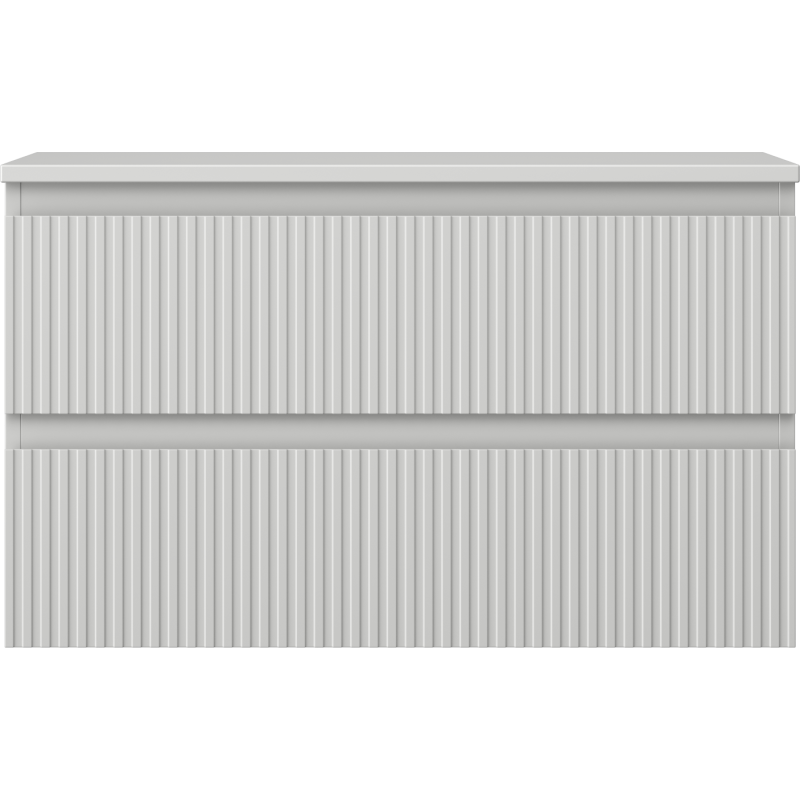 Mexen Rivel шкаф за баня под умивалник 80 см с плот, 2 чекмеджета, с гравирани линии, сив мат - 91A20-08047-2-BFFC62