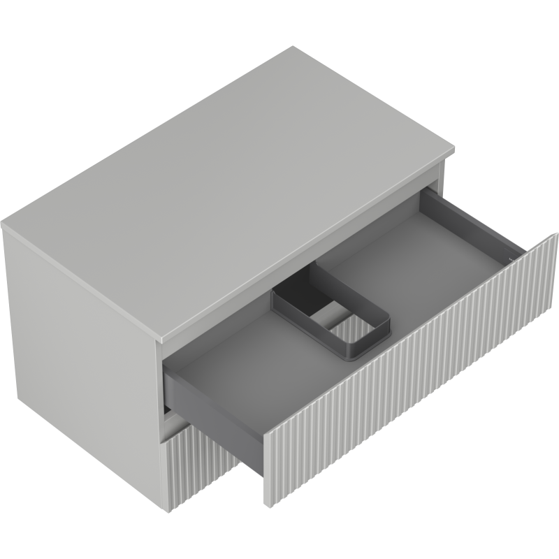 Mexen Rivel шкаф за баня под умивалник 80 см с плот, 2 чекмеджета, с гравирани линии, сив мат - 91A20-08047-2-BFFC62