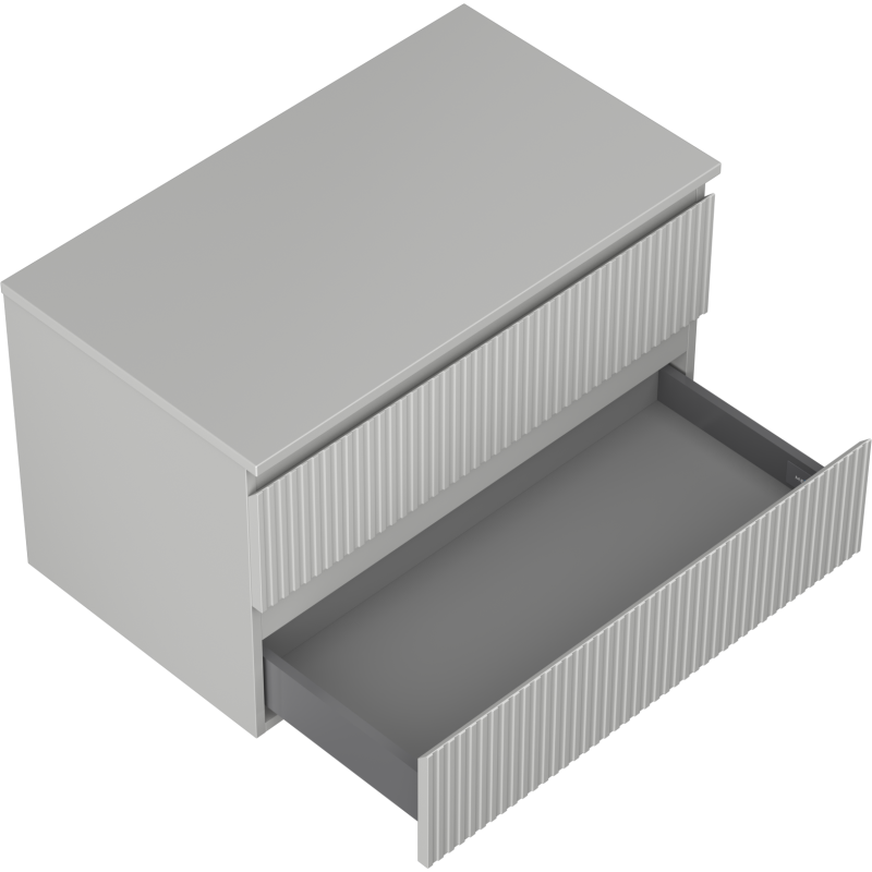 Mexen Rivel шкаф за баня под умивалник 80 см с плот, 2 чекмеджета, с гравирани линии, сив мат - 91A20-08047-2-BFFC62