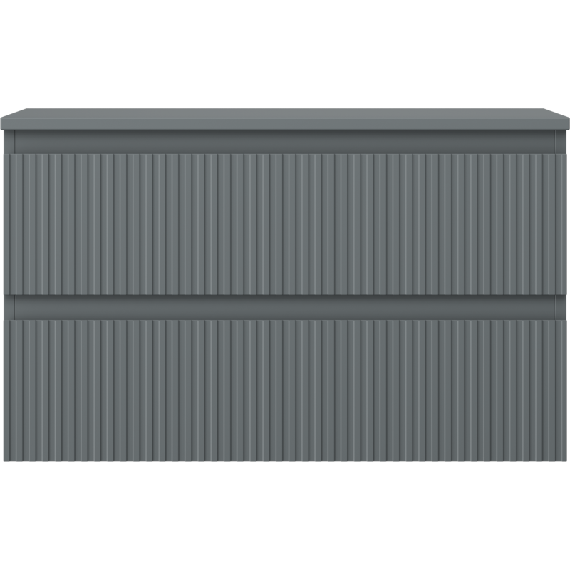 Mexen Rivel шкаф за баня под умивалник 80 см с плот, 2 чекмеджета, оребрена, матов графит - 91A20-08047-2-BFFC66