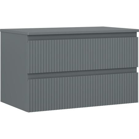 Mexen Rivel шкаф за баня под умивалник 80 см с плот, 2 чекмеджета, оребрена, матов графит - 91A20-08047-2-BFFC66