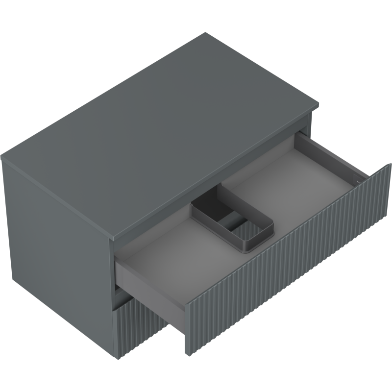 Mexen Rivel шкаф за баня под умивалник 80 см с плот, 2 чекмеджета, оребрена, матов графит - 91A20-08047-2-BFFC66